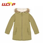 Hot selling cheap fashion style winter warm soft children long hooded girl coat