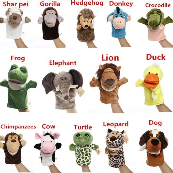 kids wild animals stuffed plush hand puppet animal head puppet