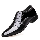 Fashion Black Mens Shiny Patent Leather Wedding Oxford Dress Shoes Italian Men Shoes Men Business Leather Shoes Men