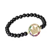 Handmade Gemstone Bead Elastic Stretch Bracelets Rainbow Loyal Zircon Crown Charms Charm Bracelet For Women Jewelry