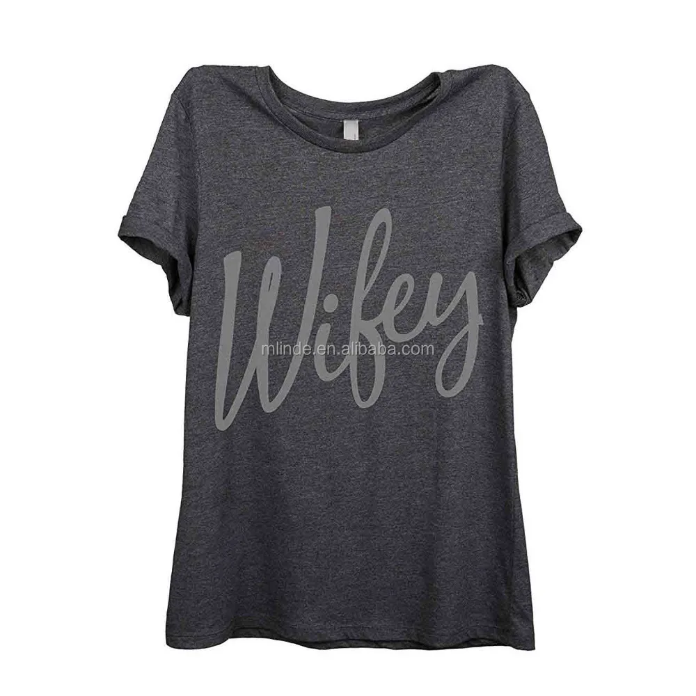 wifey cursive womens relaxed t-shirt tee charcoal grey custom t