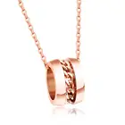 Rose gold short pendant ring shape stainless steel necklace