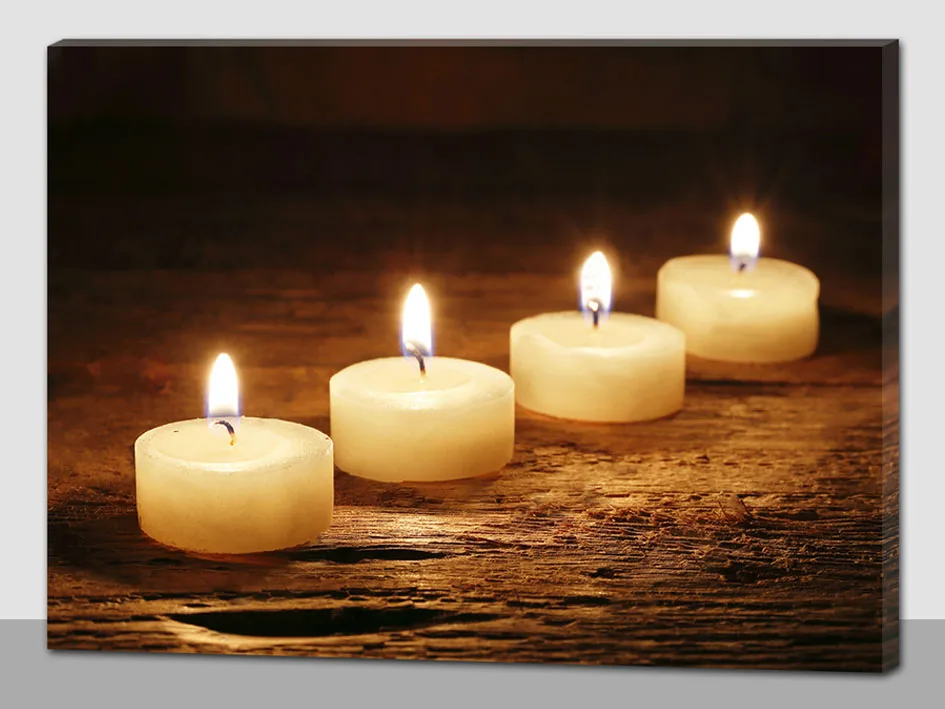 LED candle canvas,light up candle picture,flickering wall painting, View flickering wall