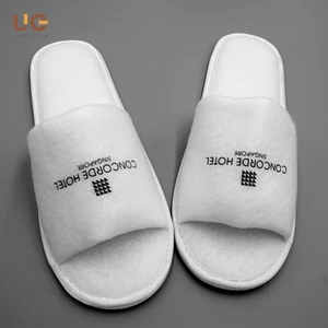 hotel slipper supplies, white cheap napped fabric slipper with