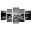 5 Panels Railroad Track Picture Canvas Painting Decorative Canvas Printed Picture for Living Room Bedroom Office Decoration
