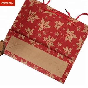 custom red maple leaf printing kraft gift paper bag with logo