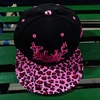 Flat bill leopard brim puff 3d embroidery snapback girls fancy cap hat