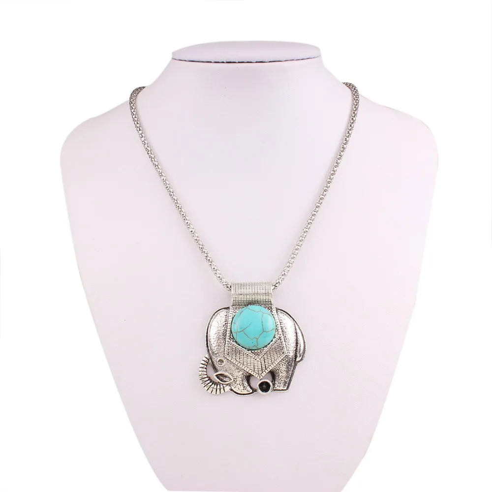 Silver Chain Necklace Women Statement Necklaces Pendants Gros Collier Femme 2015 Turquoise Maxi Necklace Collares Jewelry CJ0213
