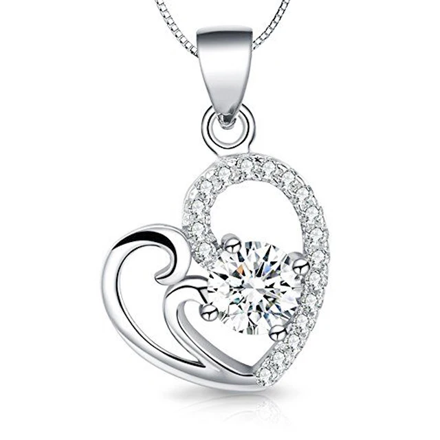 sterling silver love heart pendant jewelry for anniversary gift