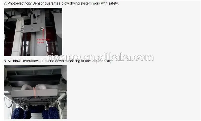 China Risense 9 Brushes Fully Automatic Tunnel Car Wash Equipment