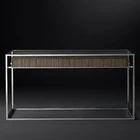 Wood durable glass top console table with shelf design