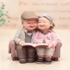 Sofa Reading Resin Elderly Couple Figurines