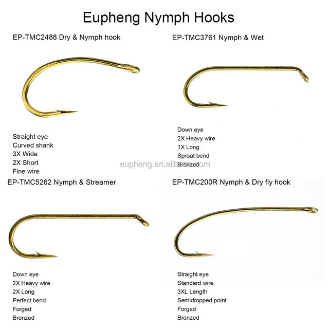 nymph fly fishing hook dry wet fly tying hooks ep-tmc2488 3761