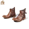 Comfortable soft coffee and black vintage shoes men genuine leather boots