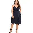 Women Plus Size Sexy Spaghetti Strap Slip V Neck Cocktail Party Dresses