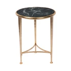 Home Furniture Gold Finish Faux Marble Top Round Side Table