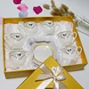 Royal silver decal white porcelain tea cup set with gift box