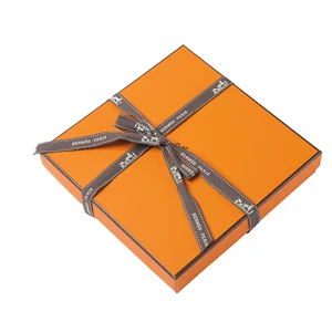 professional custom printed cardboard paper gift box with ribbon