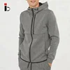 Custom color fabric warm male zip up hoodie with pockets for running