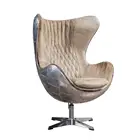 Industrial Jacobsen Swivel Vintage Leather Aluminum Egg Chair