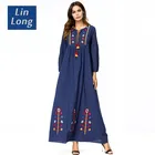 New Modest Plus Size Muslim Printing Moroccan Kaftan Night Maxi Women Dress