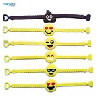 Novelty cute and lovely emoji design PVC rubber wristband bracelet unisex jewelry gift random color random style