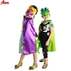Purple And Green Dinosaur Capes With Mask For Kids Animal Birthday Party Capes Halloween Dress up Costumes 70*70cm