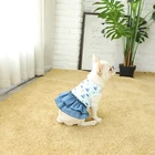 Speedypet Fashionable Sky Blue Small Boat Design Individual Character Pet Dog Clothes Dress