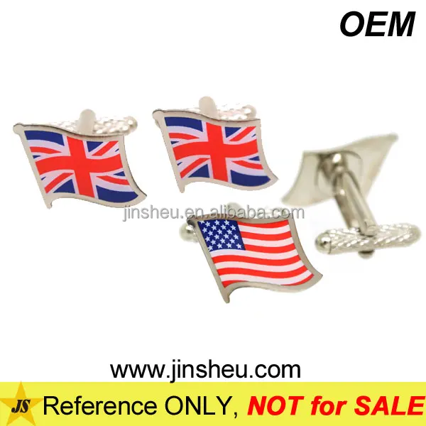 cheap free mold fee custom printed country flag cufflinks
