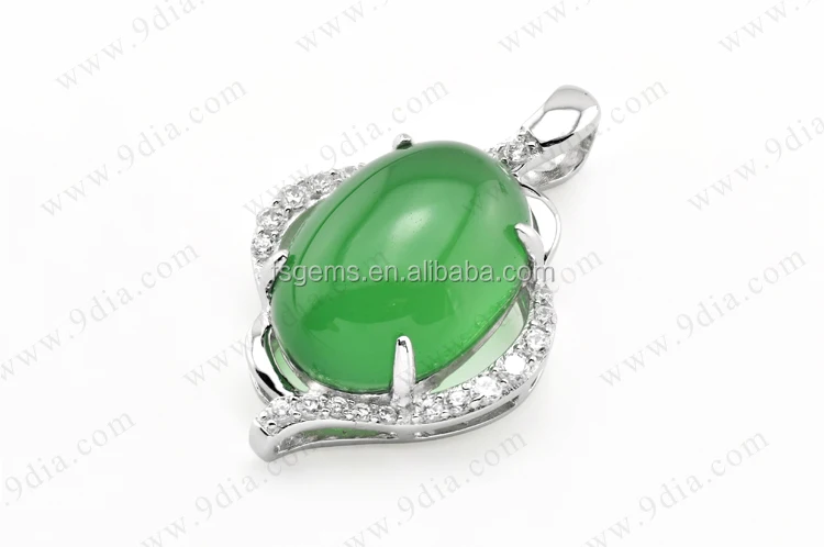 G1S003104A Wholesale 925 Sterling Silver Rose Gold Plated Hetian Jade Cabochon Jewelry Setting