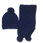 Oeko-tex BSCI WRAP ALDI audit Fashion Accessory Winter Warm Knit lady Women's Pom Hat Long Scarf Set