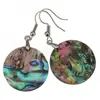 silver color plated brass jewelry flat round fashion abalone shell earrings for women 1318632