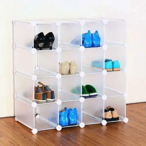 Interlocking 16 Pairs Plastic Cube Shoe Rack Organizer (fhal16400) Buy Shoe Organizer,Shoe