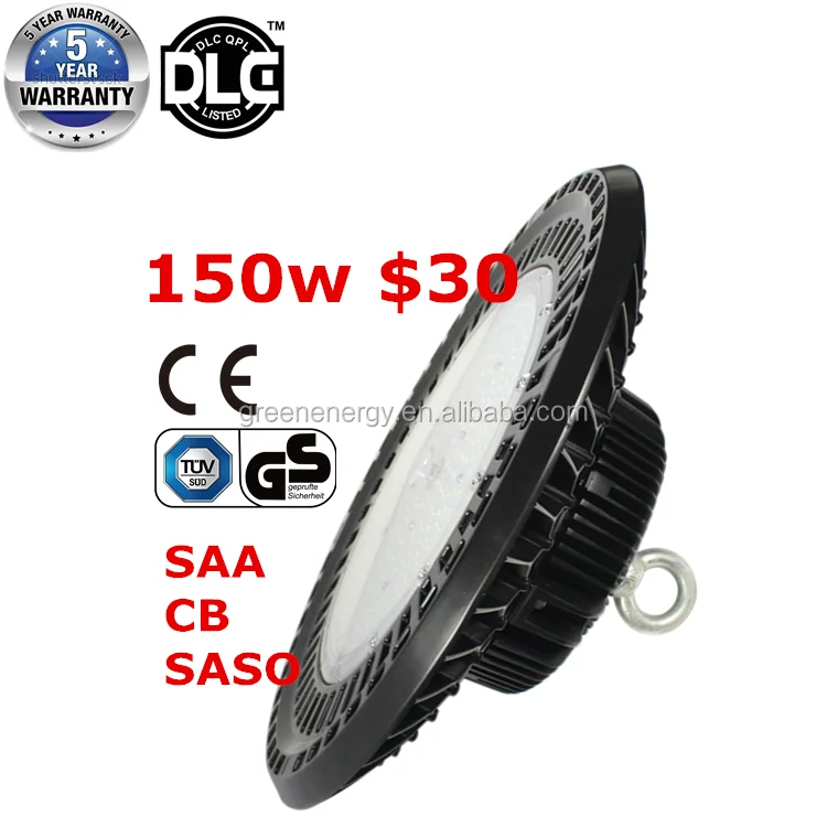 150W 200W 240W Dimmable UFO LED High Bay Light for Warehouse Industrial DLC ETL