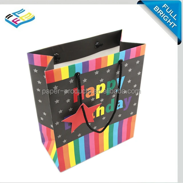 reuseable art paper gift bag with handle for birthday christmas