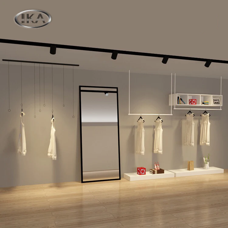 Customized Ceiling Mounted Metal Hanging Bar Scarf Cabinet Display