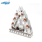 Popular Decoration White Wooden Christmas Tree Houses with Led Light