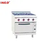 Commercial Restaurant Stainless Steel Hotel Fast Food Gas Range With 4-Burner & Gas Oven