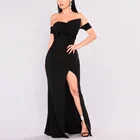 Evening Dresses 2019 Prom Gowns Off Shoulder Elegant Black Long Gowns Dresses Women