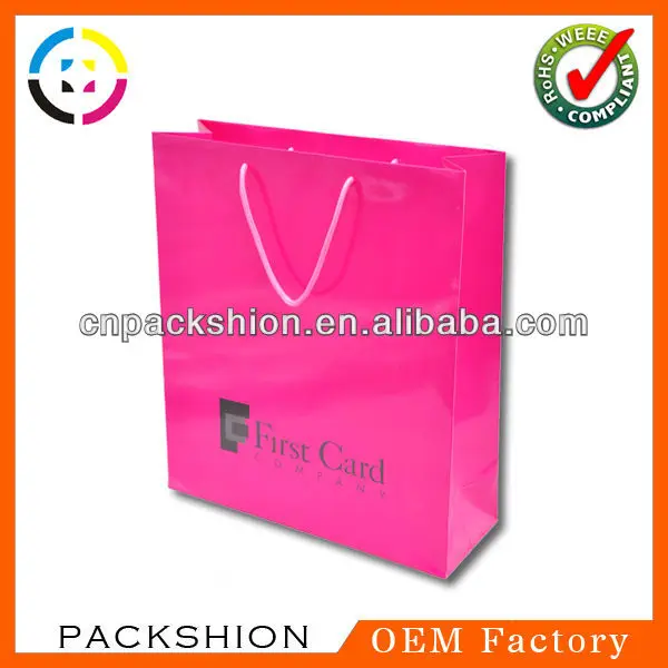 fashion paper shopping bag with ribbon handles