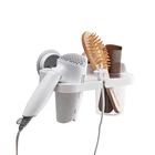 Modern suction cup wall mount plastic hair dryer holder rack