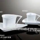 Unique design triangle shape porcelain coffee cup set,espresso cup,cappuccino cup