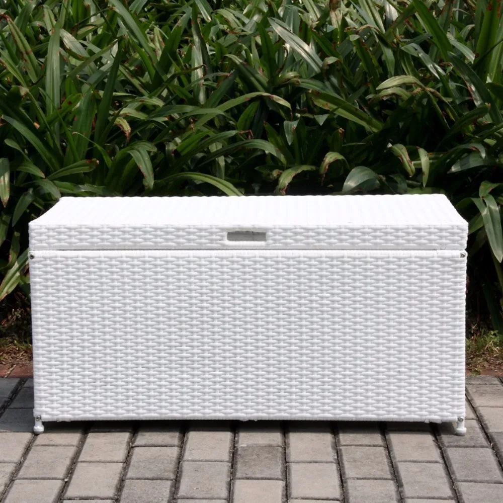 Outdoor Aluminum Wicker Woven Decorative Garden Big White Storage Box