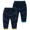 YY10226B Hot sale new design knitted denim jeans pants kids boys blue elastic jean wholesale