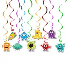 Cartoon Character Paper Happy Birthday Banner Hanging Swirled Monster Decoration