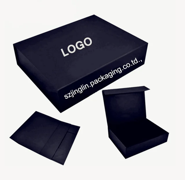 empty cardboard foldable matt black gift hair extension box flat
