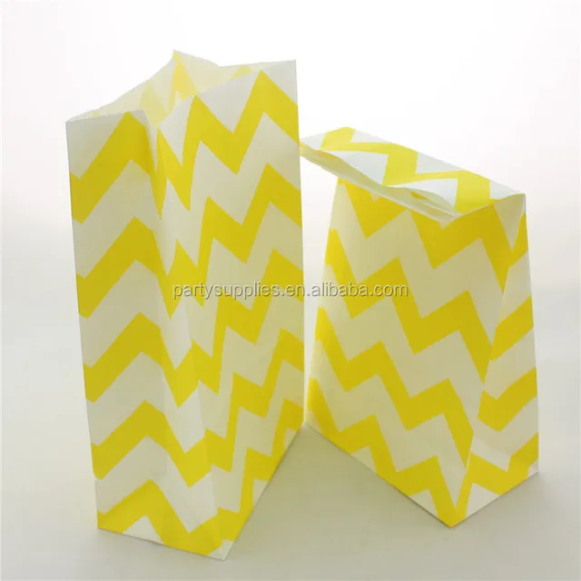 yellow chevron gift packing craft paper bag wedding favor bags