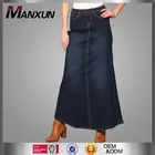 2016 Dongguan manufacture latest plus size ladies long denim skirt