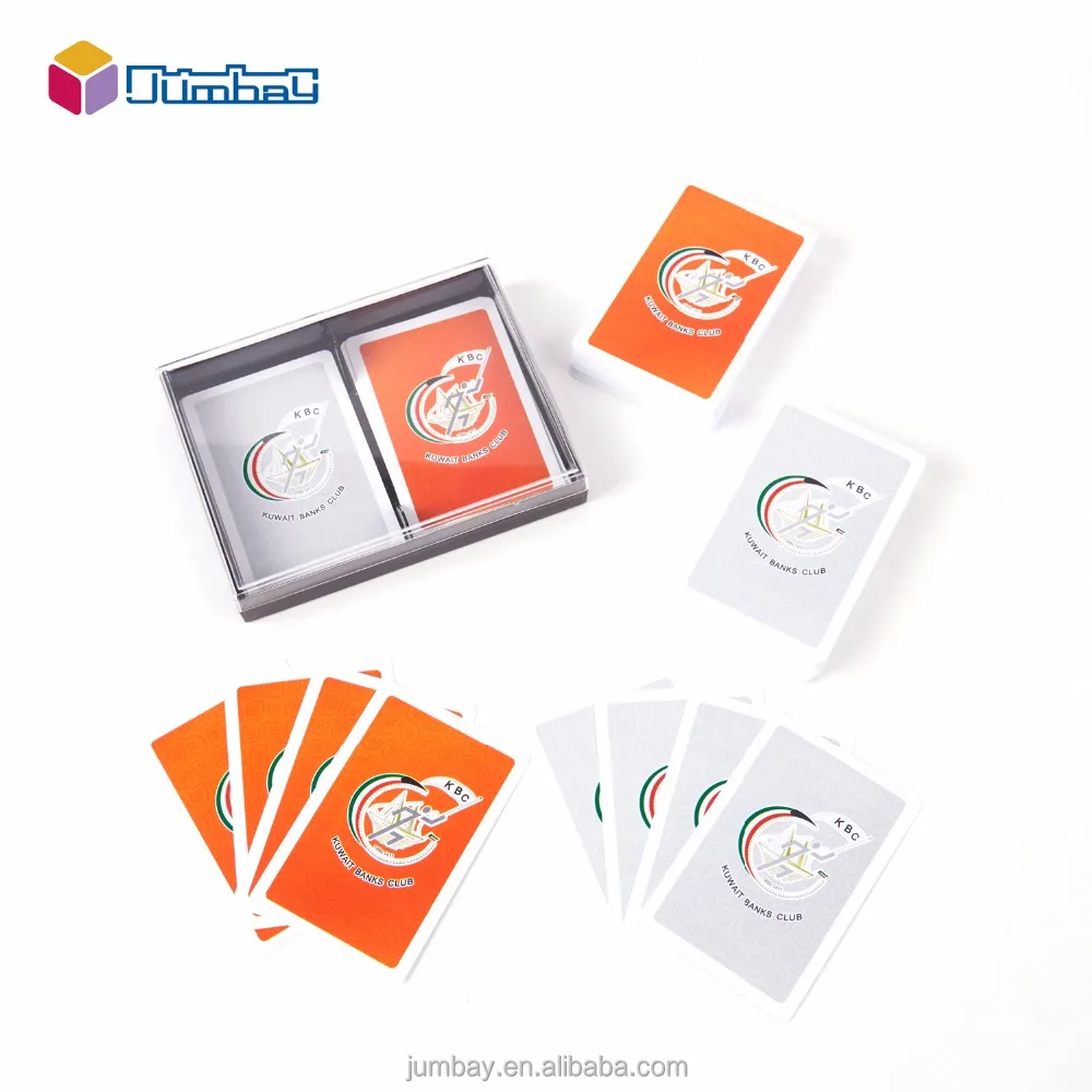 custom double deck playing cards with clear plastic box