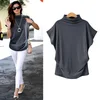 Women Casual Turtleneck Short Sleeve Cotton girl Solid Casual Blouse Top Shirt female Plus Size Solid girl clothing fashion